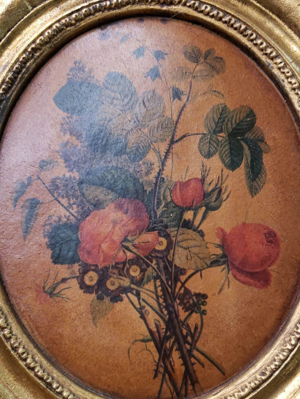 Borghese Oval Floral Roses Plaster Wall Accent